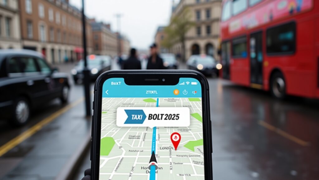 Bolt taxi app interface on smartphone in London