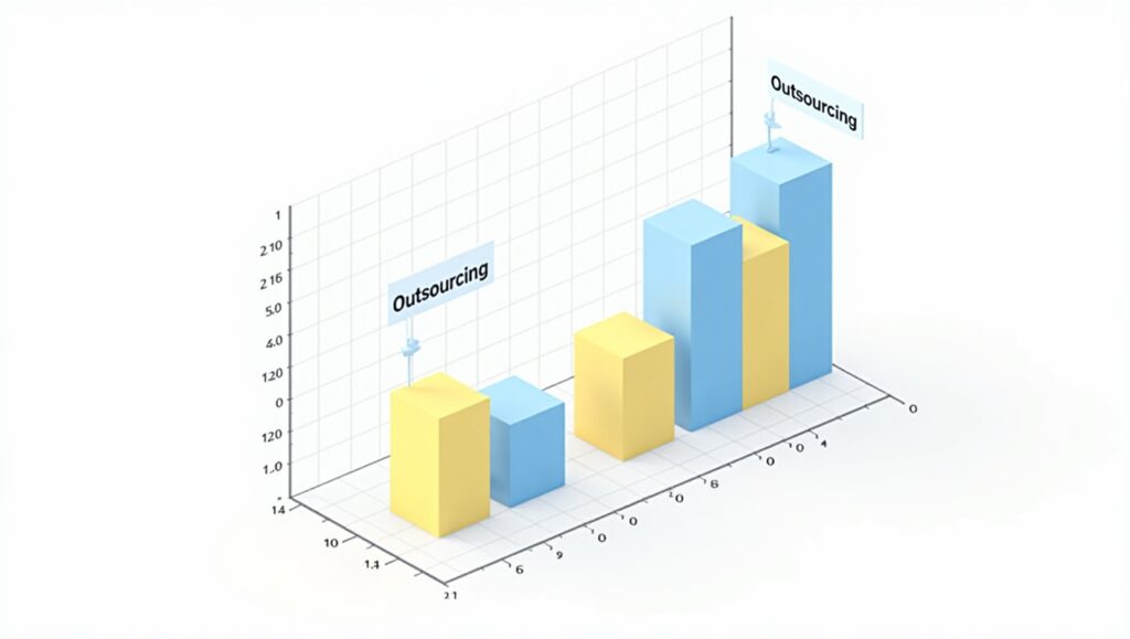 in-house vs outsourcing bar chart outsourcing wins