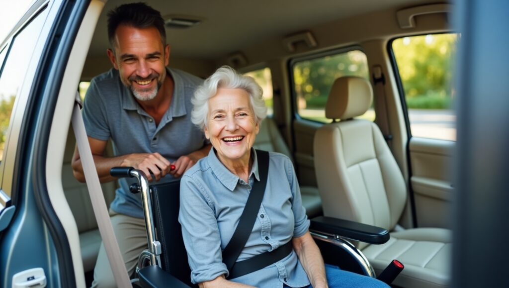 Comfortable wheelchair accessible taxi interior London