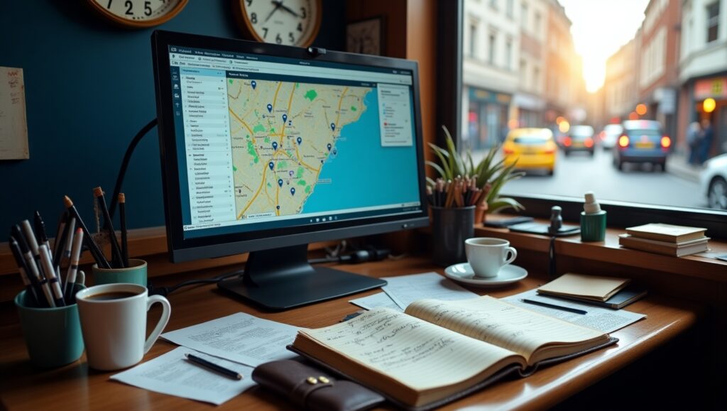 Cab dispatcher system used by UK taxi firm driver for real-time booking.